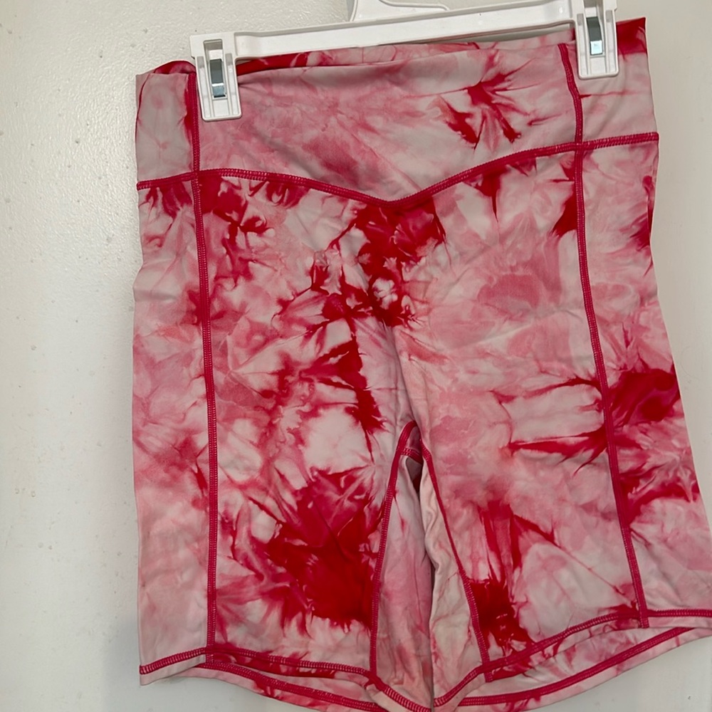 Balance athletica biker short in hot pink tie-dye